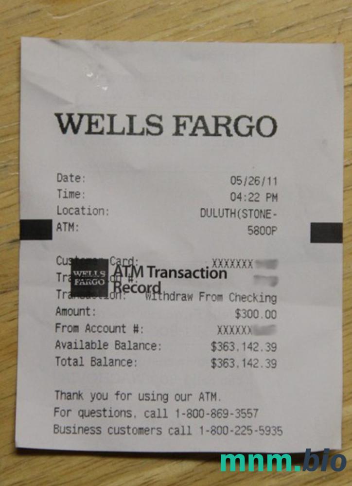 USA Wells Fargo Company szablon pokwitowania płatności PSD